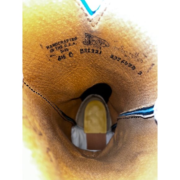 Justin Boots Womens Western Cowboy Boots Size 6.5B Turquoise Cross Square Toe - Picture 10 of 10